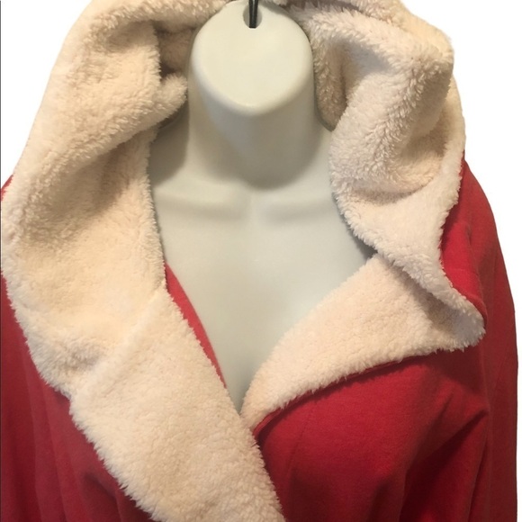 Victoria’s Secret VS Red Plush Sherpa Hooded Belted Bathrobe Large Luxurious - Picture 4 of 5